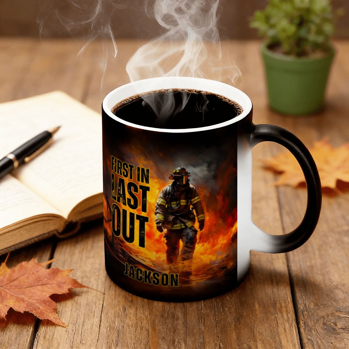 Firefighter Magic Mug - First In Last Out Custom Name